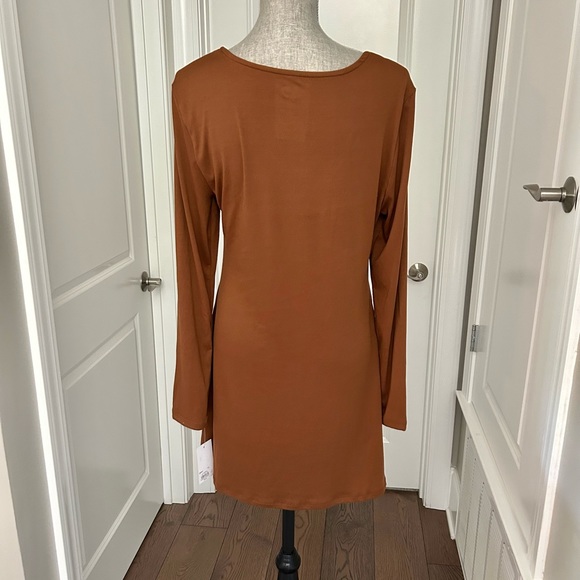 NWT Sonoma Juniors Brown Long Sleeve Princess Fit & Flare Dress Size Large - Picture 3 of 8